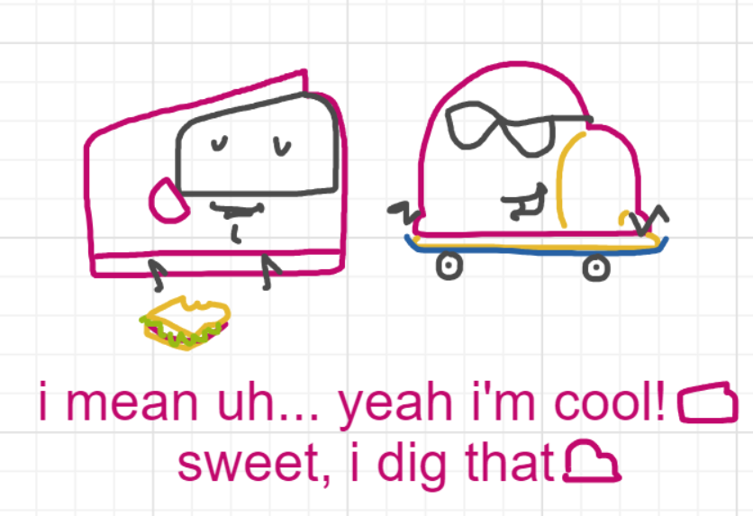 A panel from Running Duos, episode four of the Board Boards object show by Furretwalk/WalkingFurret.